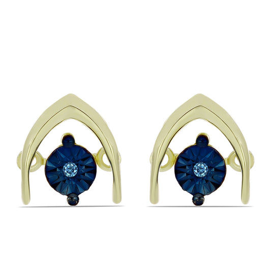 Pozlátené Strieborné Náušnice s Modrým tancujúcim diamantom