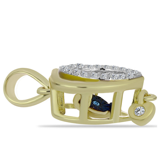 Pozlátený Strieborný Prívesok s Modrým tancujúcim diamantom a Bielym Topásom