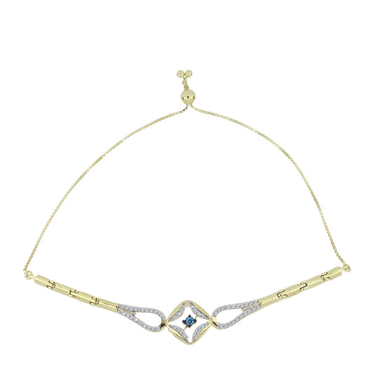 Pozlátený Strieborný Náramok s Modrým tancujúcim diamantom a Bielym Topásom