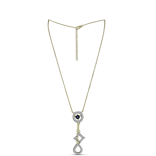 Pozlátený Strieborný Náhrdelník s Modrým tancujúcim diamantom a Bielym Topásom