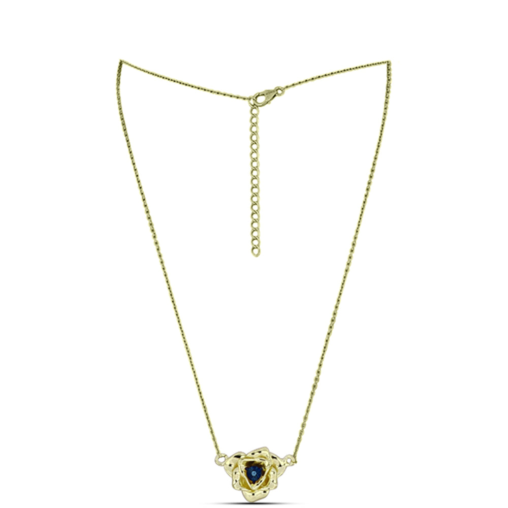 Pozlátený Strieborný Náhrdelník s Modrým tancujúcim diamantom 1 
