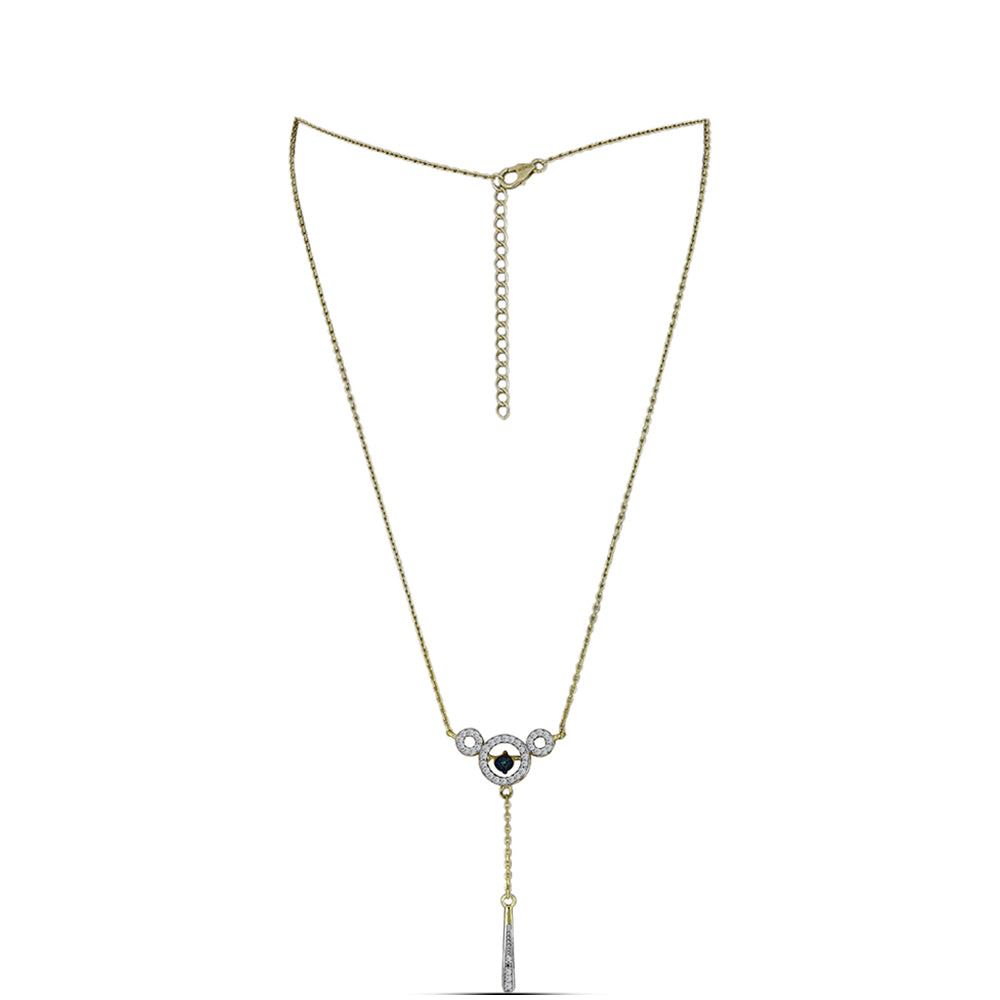 Pozlátený Strieborný Náhrdelník s Modrým tancujúcim diamantom a Bielym Topásom 1 