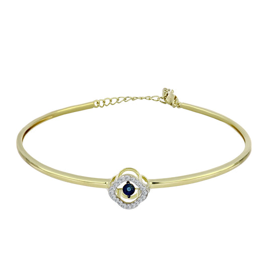 Pozlátený Strieborný Náramok s Modrým tancujúcim diamantom a Bielym Topásom
