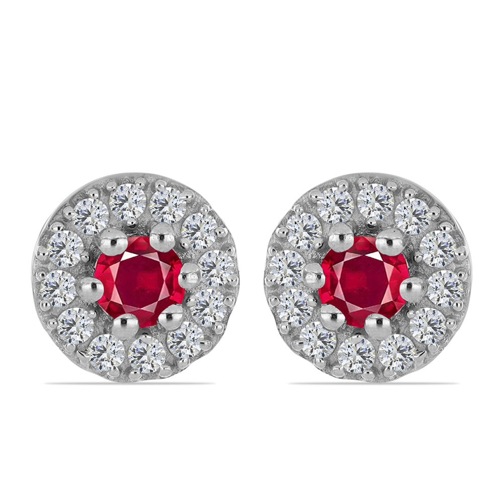 Strieborné Sada s Madagaskarským Rubínom a Bielym Topásom ( Náušnice+Prsteň ) 2 