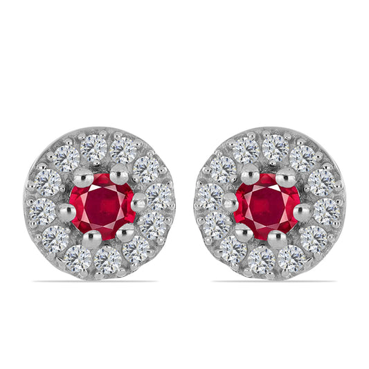 Strieborné Sada s Madagaskarským Rubínom a Bielym Topásom ( Náušnice+Prsteň )