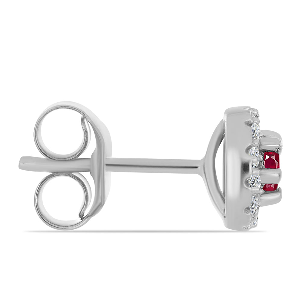 Strieborné Sada s Madagaskarským Rubínom a Bielym Topásom ( Náušnice+Prsteň )