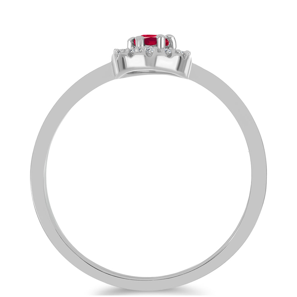 Strieborné Sada s Madagaskarským Rubínom a Bielym Topásom ( Náušnice+Prsteň ) 5 