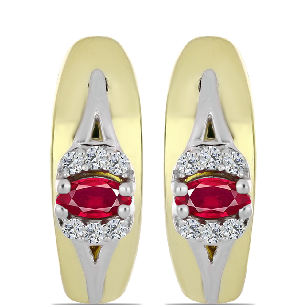 Strieborné Náušnice s Madagaskarským Rubínom a Bielym Topásom