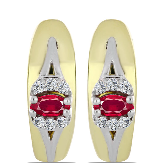 Strieborné Náušnice s Madagaskarským Rubínom a Bielym Topásom