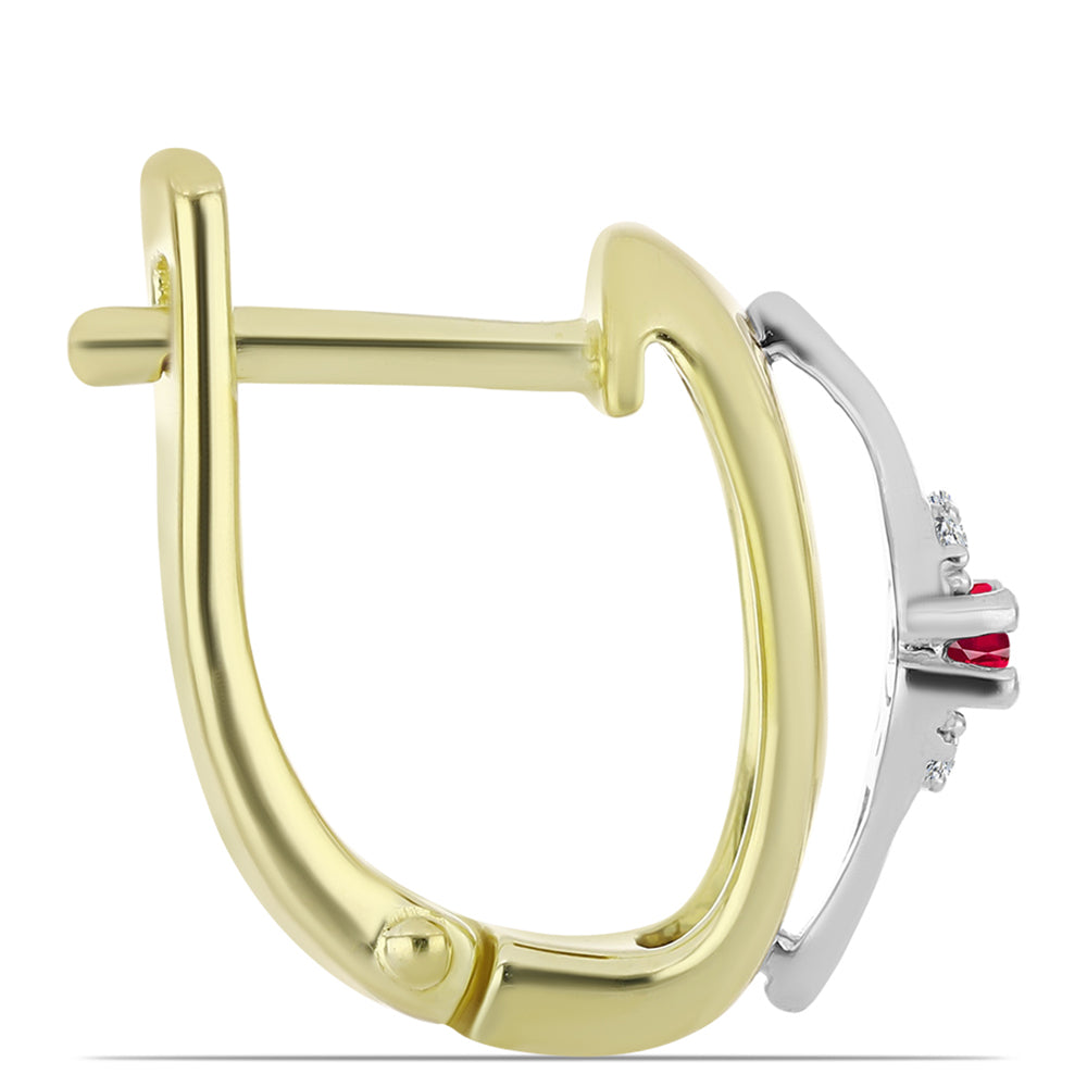 Strieborné Náušnice s Madagaskarským Rubínom a Bielym Topásom 2 