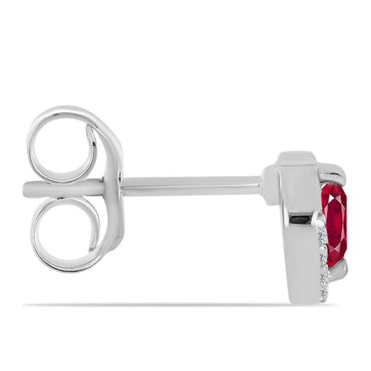 Strieborné Náušnice s Madagaskarským Rubínom a Bielym Topásom