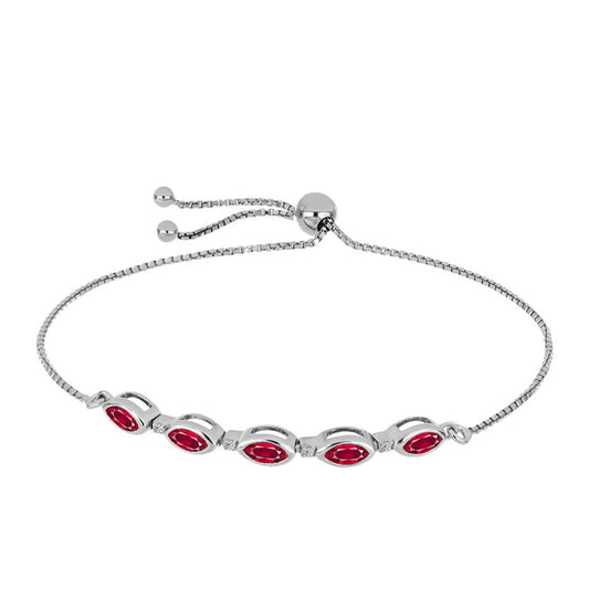 Strieborný Náramok s Madagaskarským Rubínom a Bielym Topásom
