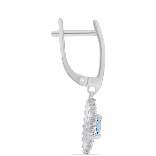 Strieborné Náušnice s Akvamarínom z Embu County a Bielym Topásom