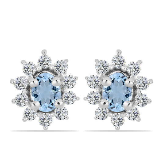 Strieborné Náušnice s Akvamarínom z Embu County a Bielym Topásom