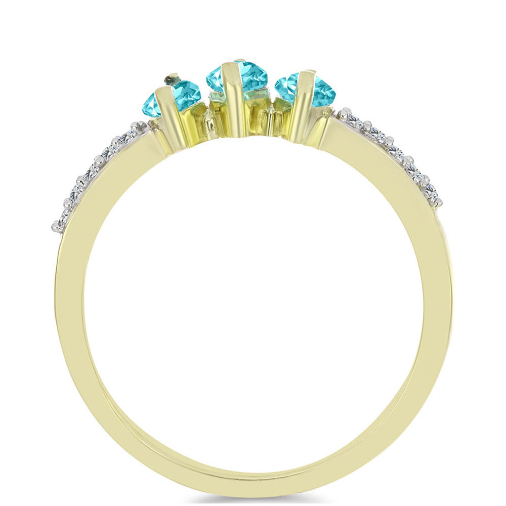 Pozlátený Strieborný Prsteň s Paraiba Kremeňom a Bielym Topásom