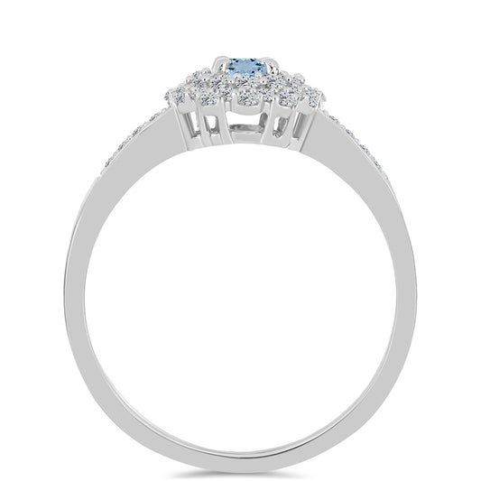 Strieborný Prsteň s Akvamarínom z Embu County a Bielym Topásom