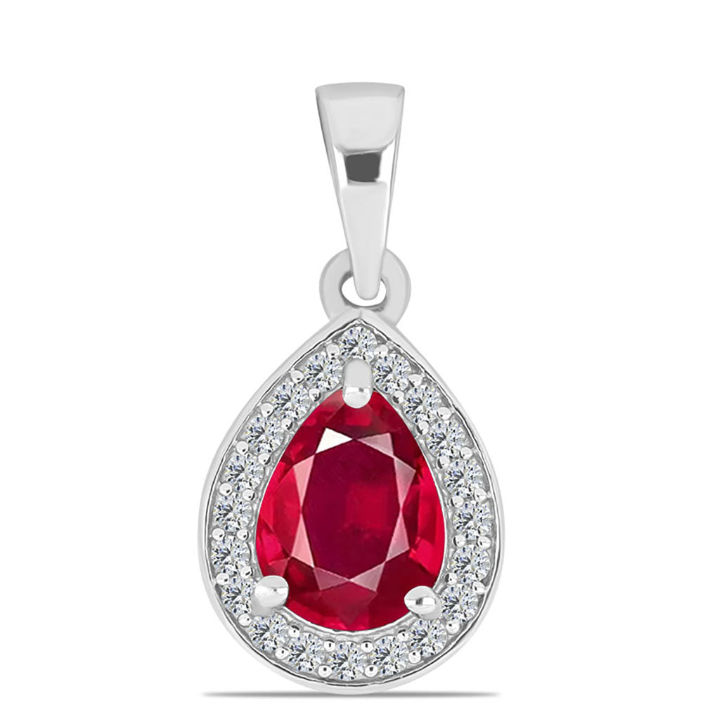 Strieborný Prívesok s Madagaskarským Rubínom a Bielym Topásom