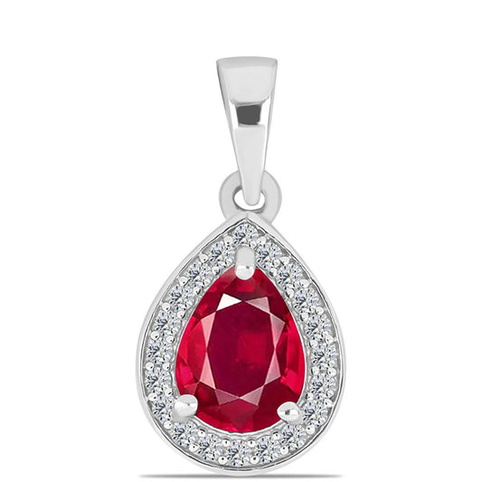 Strieborný Prívesok s Madagaskarským Rubínom a Bielym Topásom