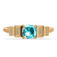 Pozlátený Strieborný Prsteň s Paraiba Kremeňom a Bielym Zirkónom