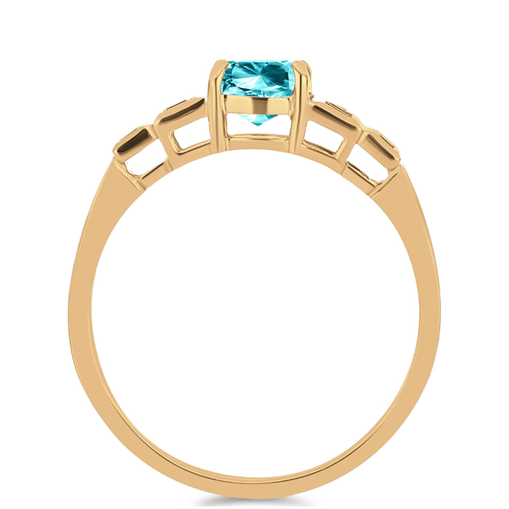 Pozlátený Strieborný Prsteň s Paraiba Kremeňom a Bielym Zirkónom 3 