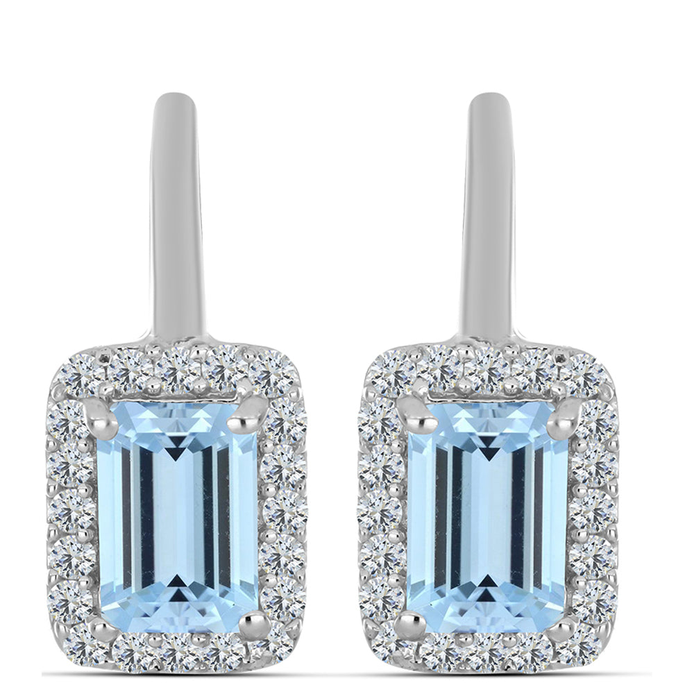 Strieborné Náušnice s Akvamarínom z Embu County a Bielym Topásom 1 