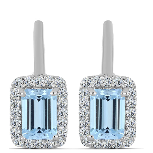 Strieborné Náušnice s Akvamarínom z Embu County a Bielym Topásom