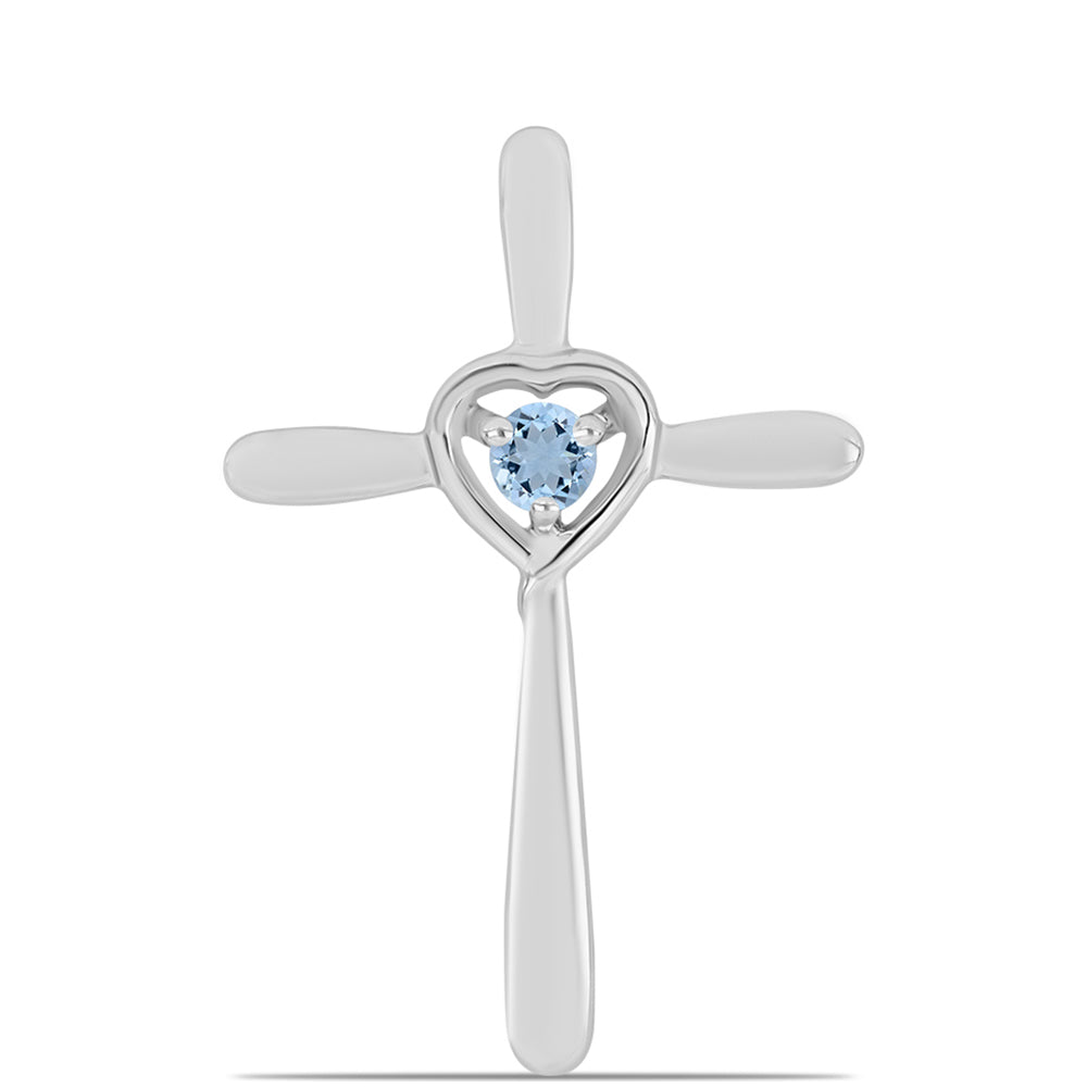 Kríž Strieborný Prívesok s Akvamarínom z Embu County