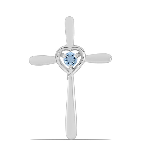 Kríž Strieborný Prívesok s Akvamarínom z Embu County