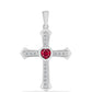 Kríž Strieborný Prívesok s Madagaskarským Rubínom a Bielym Topásom