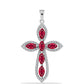 Kríž Strieborný Prívesok s Madagaskarským Rubínom a Bielym Topásom