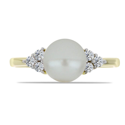 Pozlátený Strieborný Prsteň s Bielou Sladkovodnou Perlou a Bielym Topásom
