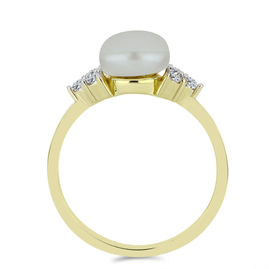 Pozlátený Strieborný Prsteň s Bielou Sladkovodnou Perlou a Bielym Topásom