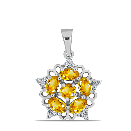 Strieborný Prívesok s Uralským Citrínom a Bielym Topásom