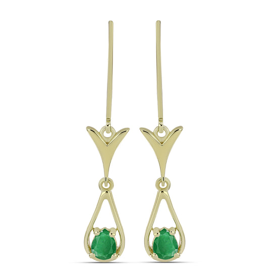 Pozlátené Strieborné Náušnice s so Zambijským Smaragdom