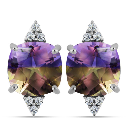 Strieborné Náušnice s Ametrinom z Anahi a Bielym Topásom