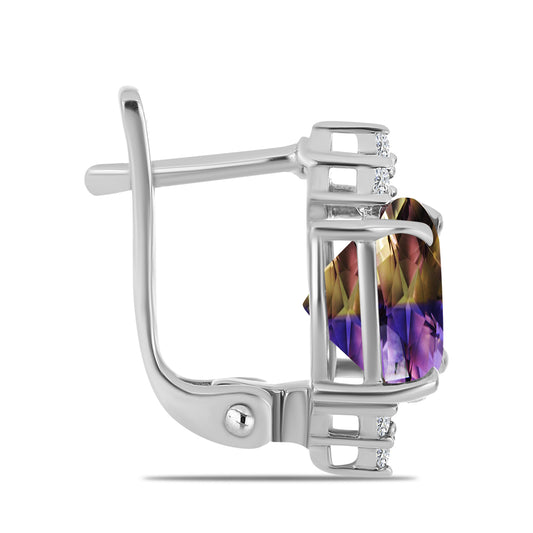 Strieborné Náušnice s Ametrinom z Anahi a Bielym Topásom