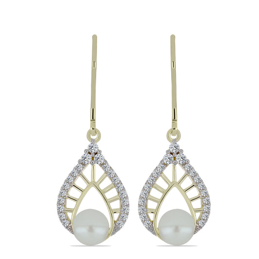 Pozlátené Strieborné Náušnice s Bielou Sladkovodnou Perlou a Bielym Topásom