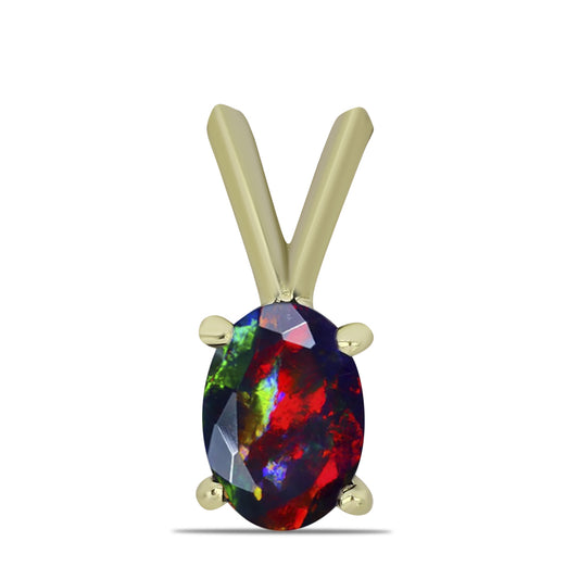 Pozlátený Strieborný Prívesok s Polnočne Čiernym Etiópskym Opálom z Lega Dembi