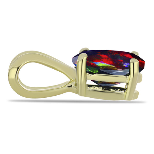 Pozlátený Strieborný Prívesok s Polnočne Čiernym Etiópskym Opálom z Lega Dembi