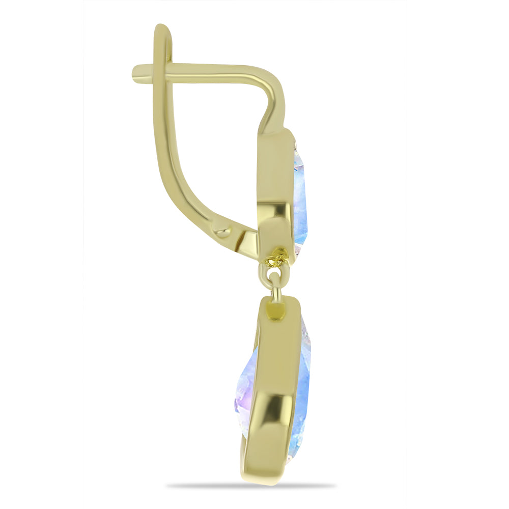 Pozlátené Strieborné Náušnice s Dúhovým Mesačným Kameňom 2 