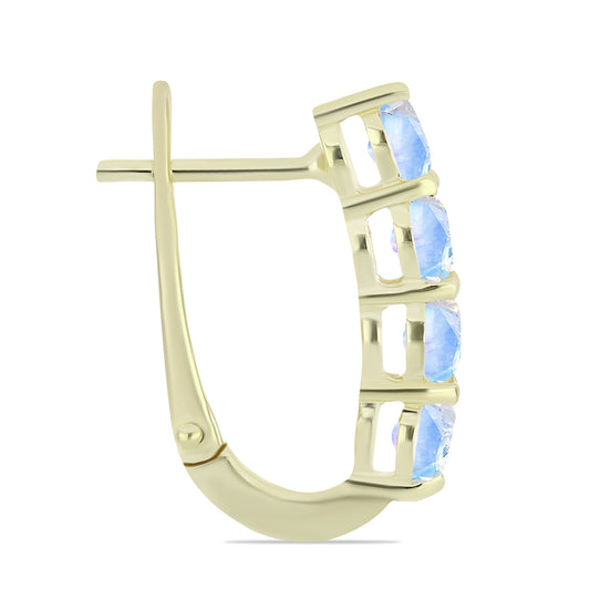 Pozlátené Strieborné Náušnice s Dúhovým Mesačným Kameňom