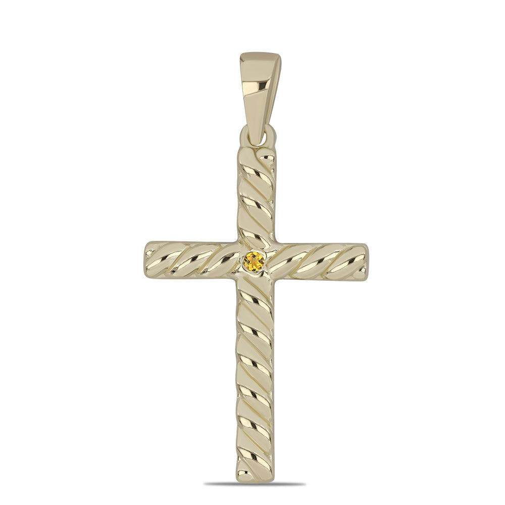 Kríž Pozlátený Strieborný Prívesok s Uralským Citrínom