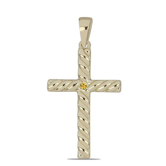 Kríž Pozlátený Strieborný Prívesok s Uralským Citrínom