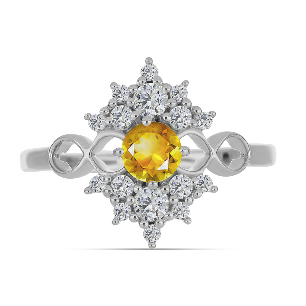 Strieborný Prsteň s Uralským Citrínom a Bielym Topásom 1 