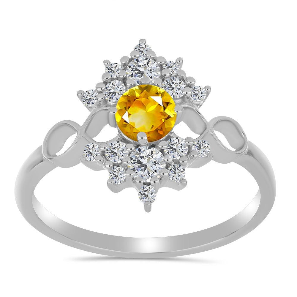 Strieborný Prsteň s Uralským Citrínom a Bielym Topásom 3 