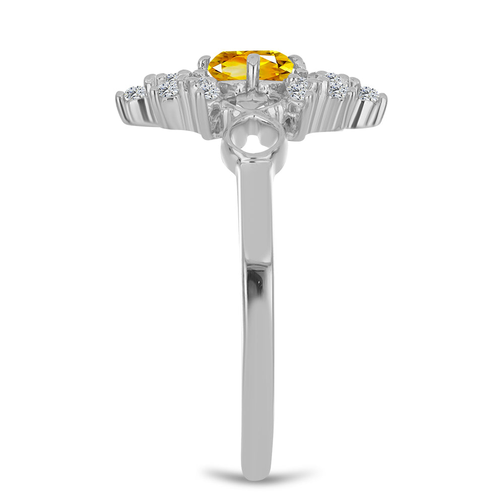 Strieborný Prsteň s Uralským Citrínom a Bielym Topásom 4 