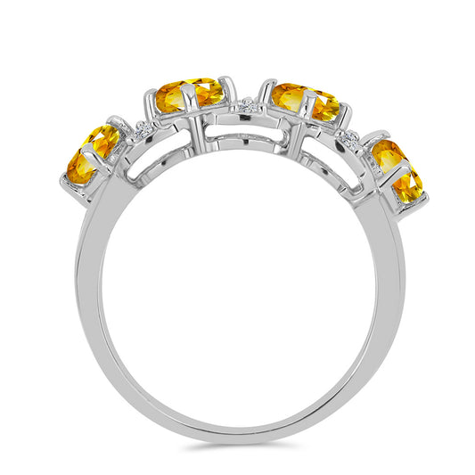 Strieborný Prsteň s Uralským Citrínom a Bielym Topásom