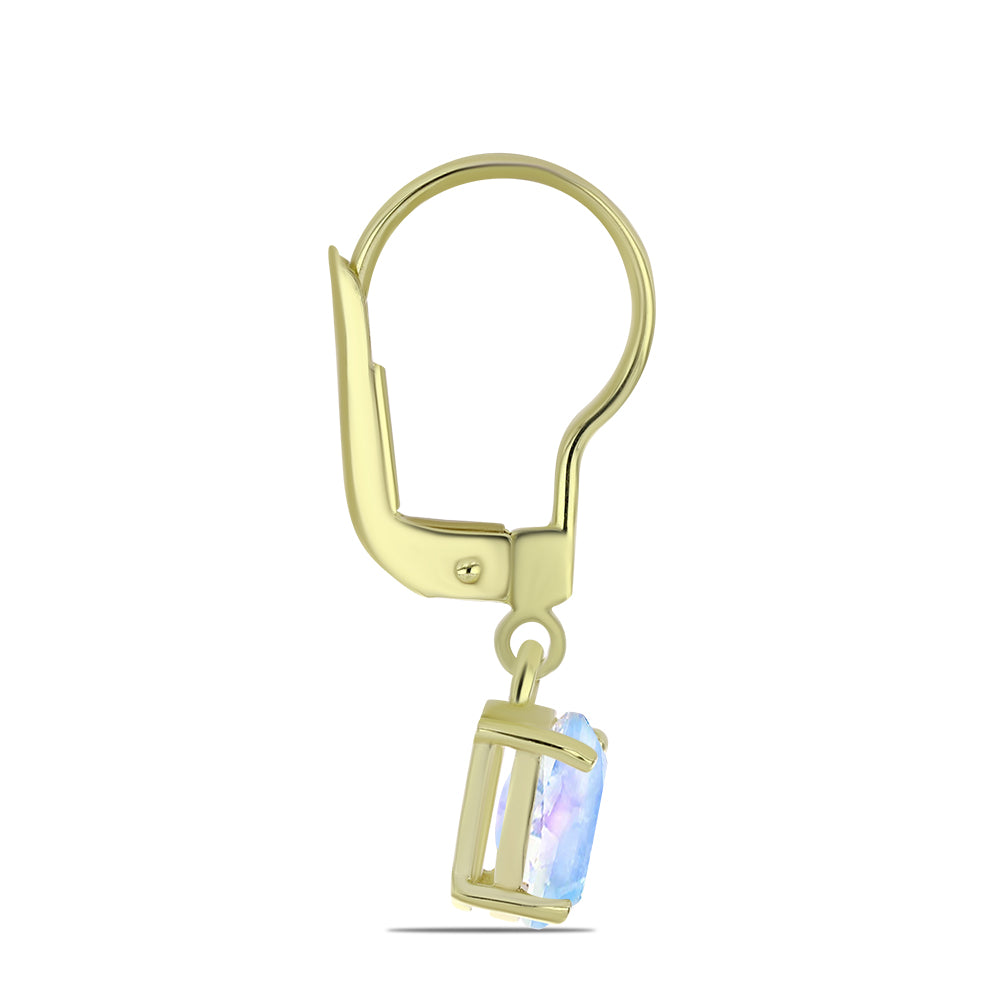 Pozlátené Strieborné Náušnice s Dúhovým Mesačným Kameňom 2 