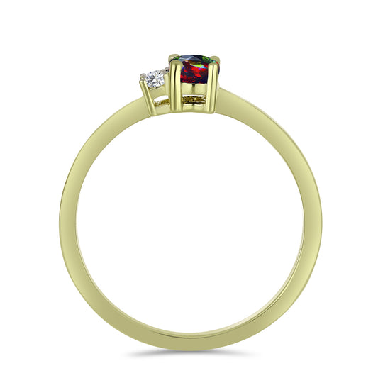 Pozlátený Strieborný Prsteň s Polnočne Čiernym Etiópskym Opálom z Lega Dembi a Bielym Topásom