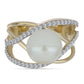 Pozlátený Strieborný Prsteň s Bielou Sladkovodnou Perlou a Bielym Topásom